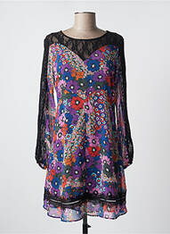 Robe mi-longue coupe fluide manches longues noir DESIGUAL femme