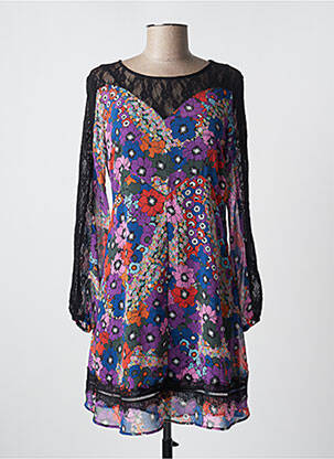 Robe mi-longue coupe fluide manches longues noir DESIGUAL femme