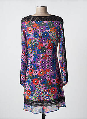 Robe mi-longue coupe fluide manches longues noir DESIGUAL femme