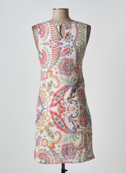 Robe mi-longue imprimé fantaisie sans manche beige DESIGUAL femme