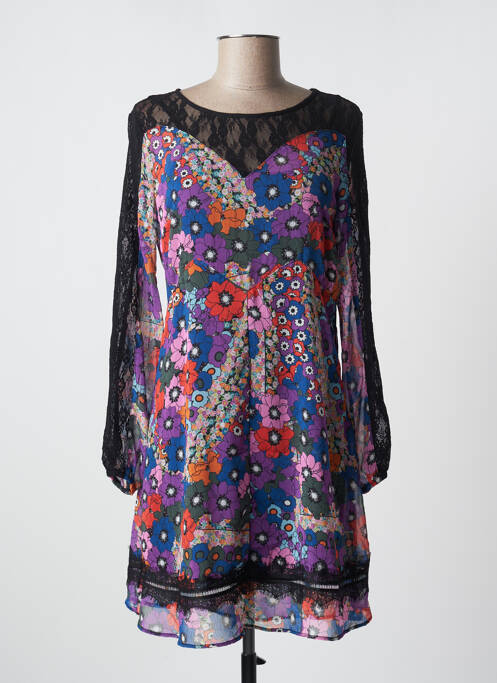 Robe mi-longue coupe fluide manches longues noir DESIGUAL femme