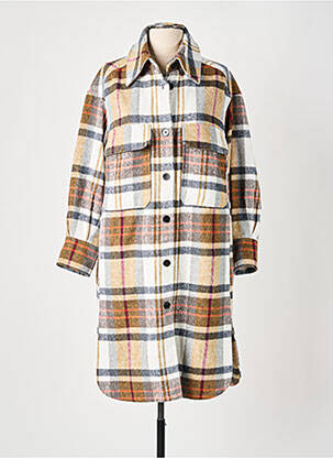 Manteau long coupe droite sans capuche marron LILI SIDONIO femme