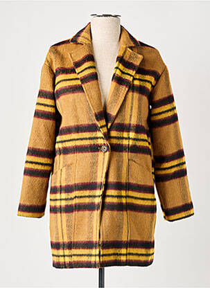 Manteau long coupe droite sans capuche jaune LPB femme