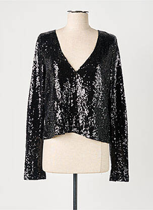 Gilet manches longues fermeture boutonnée sur le devant noir CREAM femme