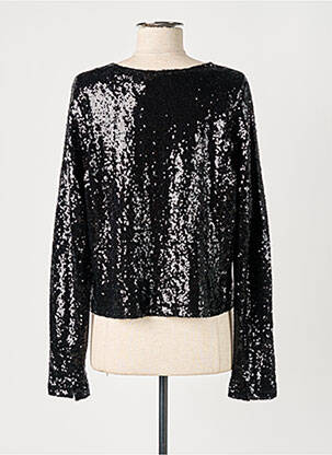 Gilet manches longues fermeture boutonnée sur le devant noir CREAM femme
