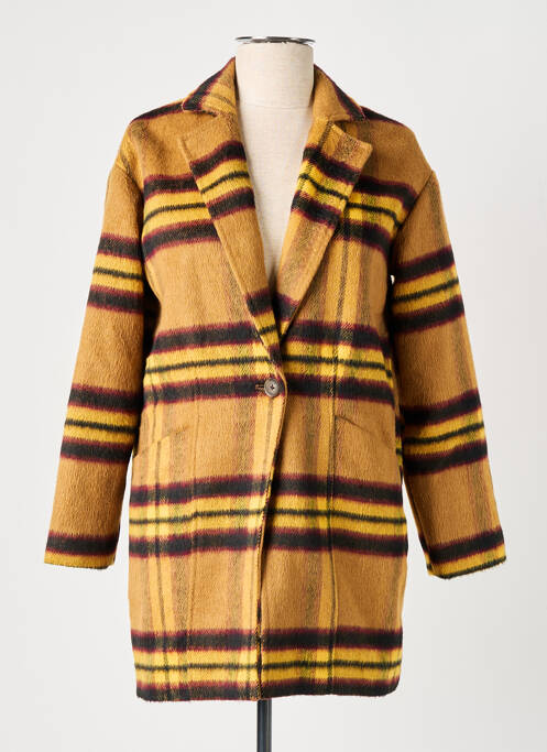 Manteau long coupe droite sans capuche jaune LPB femme