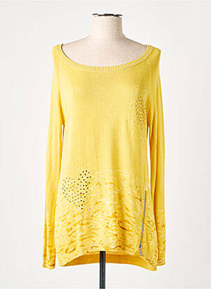 Pull resserrée sur le bas manches longues jaune DESIGUAL femme