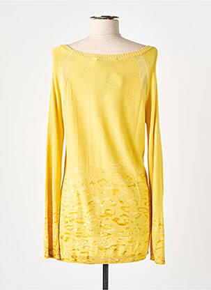 Pull resserrée sur le bas manches longues jaune DESIGUAL femme