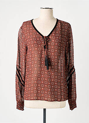 Blouse légère et transparente manches longues marron CREAM femme