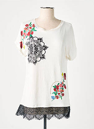 Tunique manches courtes tissage jersey beige DESIGUAL femme
