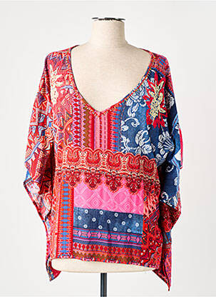 Blouse imprimé fleurs manches 3/4 rouge DESIGUAL femme