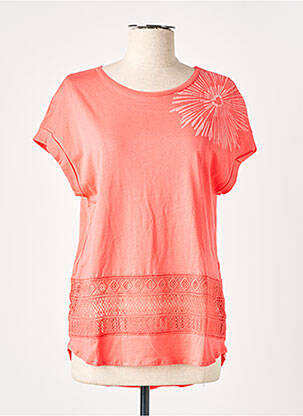 T-shirt sérigraphie floquée manches courtes orange DESIGUAL femme