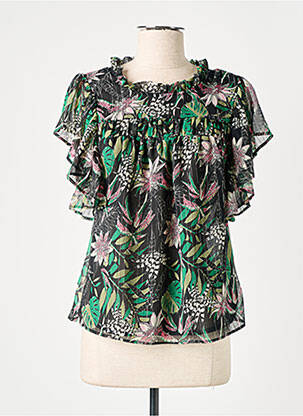 Blouse légère et transparente manches courtes noir KAPORAL femme