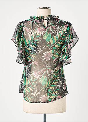 Blouse légère et transparente manches courtes noir KAPORAL femme