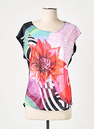 T-shirt stretch manches courtes noir DESIGUAL femme