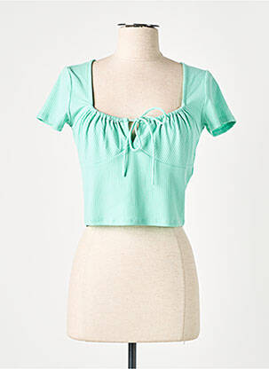 Top col carré manches courtes vert LILI SIDONIO femme