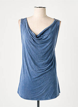Débardeur stretch sans manche bleu KHUJO femme