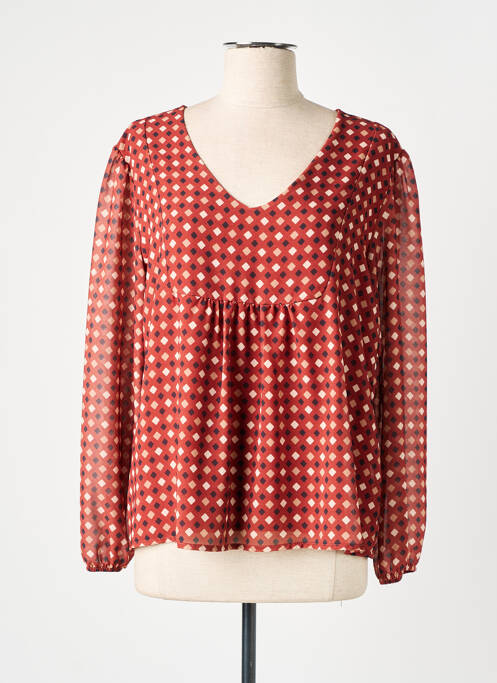 Blouse légère et transparente manches longues marron PAKO LITTO femme