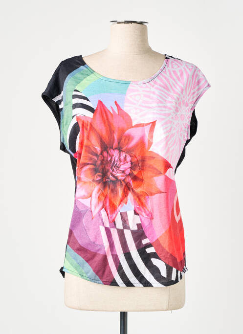 T-shirt stretch manches courtes noir DESIGUAL femme