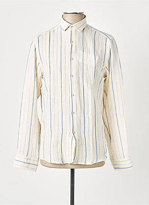 Chemise manches longues imprimé rayures beige KHARMA homme