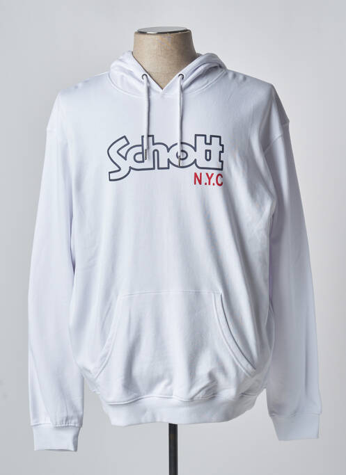 Sweat-shirt à capuche blanc SCHOTT pour homme