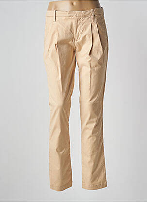 Pantalon droit fermeture zippée sous rabat avec crochet beige FREESOUL femme