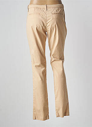 Pantalon droit fermeture zippée sous rabat avec crochet beige FREESOUL femme
