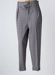 Pantalon droit fermeture zippée sous rabat avec crochet gris SALSA femme