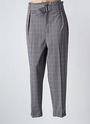 Pantalon droit fermeture zippée sous rabat avec crochet gris SALSA femme