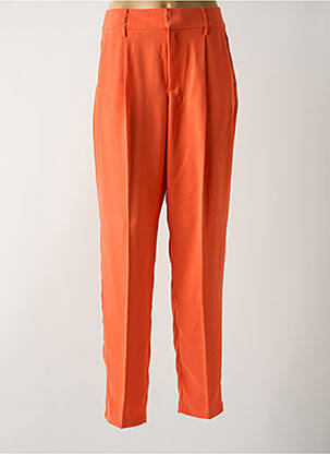 Pantalon chino fermeture zippée sous rabat avec crochet taille haute orange CREAM femme