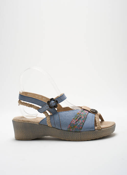 Sandales/nu pieds matière lisse talon de 4 à 6cm bleu ELIANE ET LENA femme