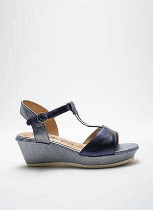 Sandales/nu pieds matière lisse talon de 4 à 6cm bleu MADISON femme