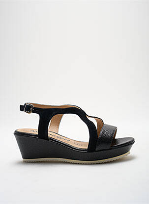 Sandales/nu pieds tissage satiné talon de 4 à 6cm noir MADISON femme