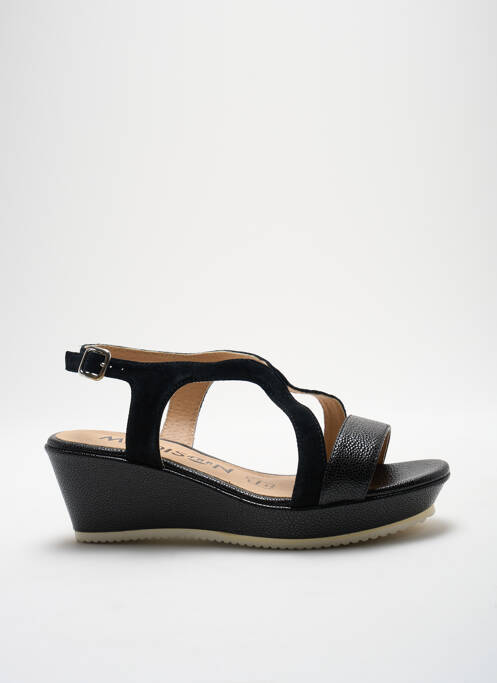 Sandales/nu pieds tissage satiné talon de 4 à 6cm noir MADISON femme