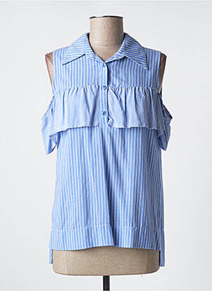 Top coupe fluide manches courtes bleu POUPÉE DE SOIE femme