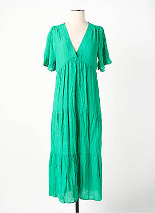 Robe longue manches courtes manches courtes vert Y'COO femme
