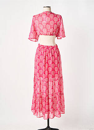 Robe longue manches courtes manches courtes rose Y'COO femme