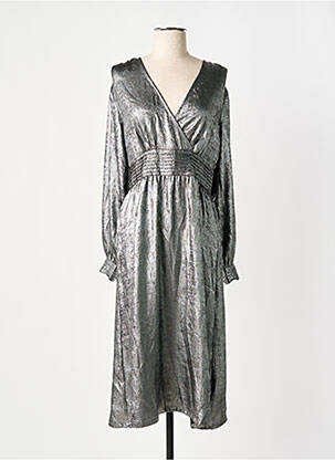 Robe mi-longue manches longues manches longues gris CAMAIEU femme