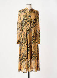 Robe mi-longue imprimé fantaisie manches longues beige CALVIN KLEIN femme