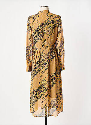 Robe mi-longue imprimé fantaisie manches longues beige CALVIN KLEIN femme