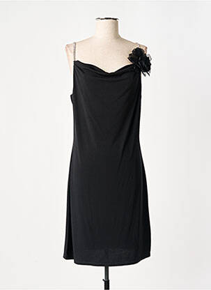 Robe mi-longue coupe cintrée fines bretelles noir ESPERANCE femme