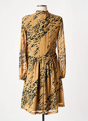 Robe mi-longue imprimé fantaisie manches longues beige CALVIN KLEIN femme