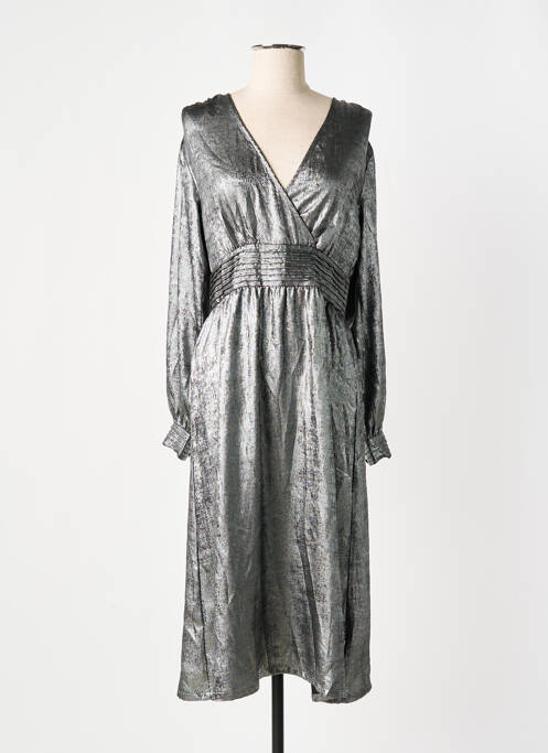 Robe mi-longue manches longues manches longues gris CAMAIEU femme