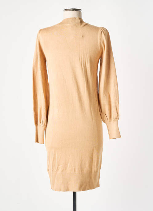 Robe pull resserrée sur le bas manches longues beige CAMAIEU femme