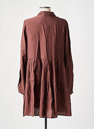 Robe mi-longue manches longues manches longues marron CAMAIEU femme