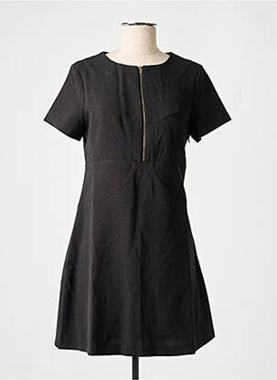 Robe mi-longue manches courtes manches courtes noir LUCY & CO femme