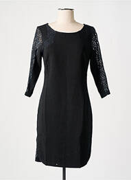 Robe mi-longue manches 3/4 manches 3/4 noir LUCY & CO femme