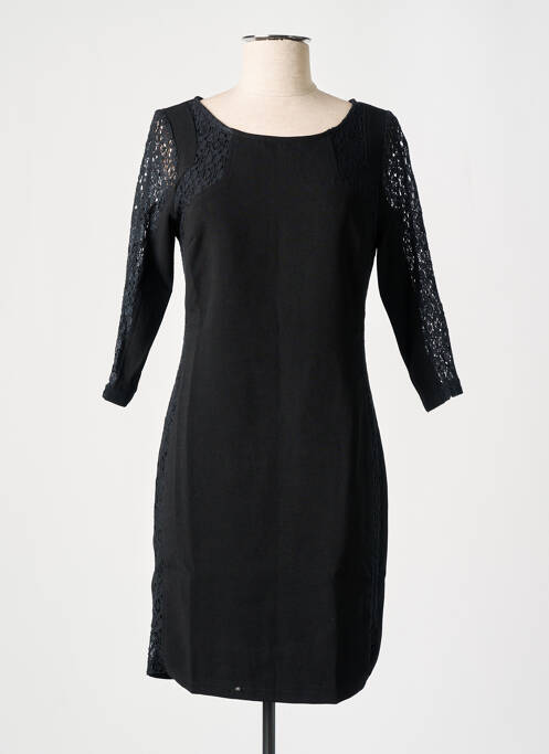 Robe mi-longue manches 3/4 manches 3/4 noir LUCY & CO femme