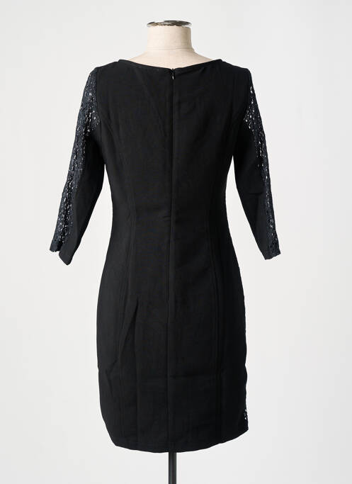 Robe mi-longue manches 3/4 manches 3/4 noir LUCY & CO femme