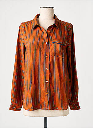 Chemisier coupe droite manches longues marron ORFEO femme